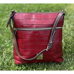 Dooney‎ & Bourke Shoulder Bag Womens Large Croc Embossed Leather Crossbody Purse
